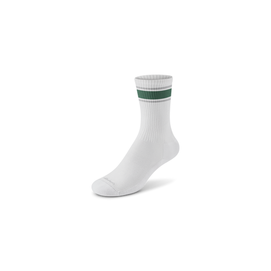 Anytime Crew Sock - Blizzard/Verdant Green (Light Grey Sole)
