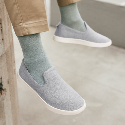 Men's Wool Loungers - Natural Grey (Dark Grey Sole)